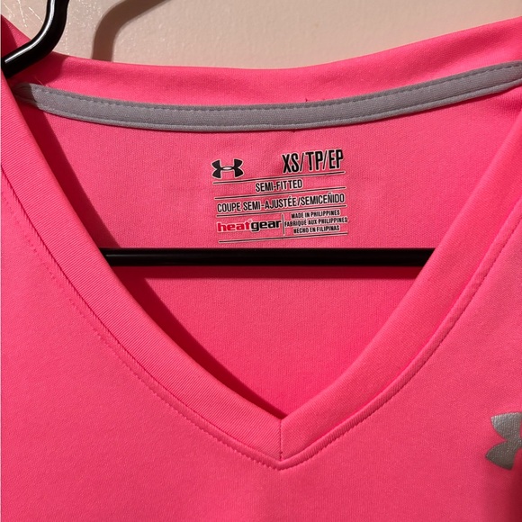 Under Armour Bright Pink V-Neck Tee - Picture 2 of 4
